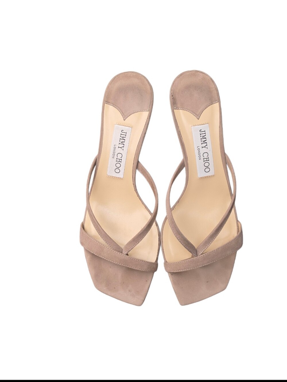 JIMMY CHOO Maelie 70 Strappy Mule Sandal In Taupe/Gray Suede - Picture 5 of 14